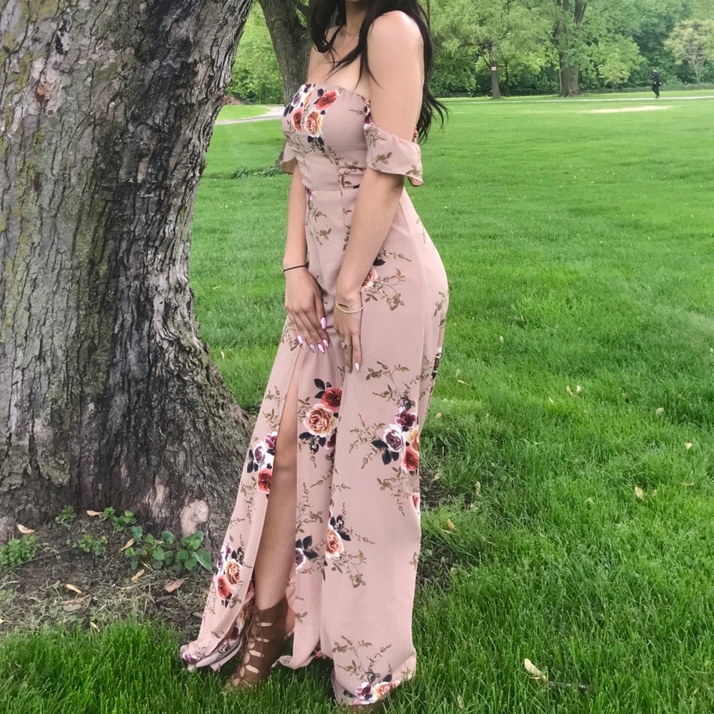 ❗️SALE❗️ Western Floral Tan Long Dress ❤️